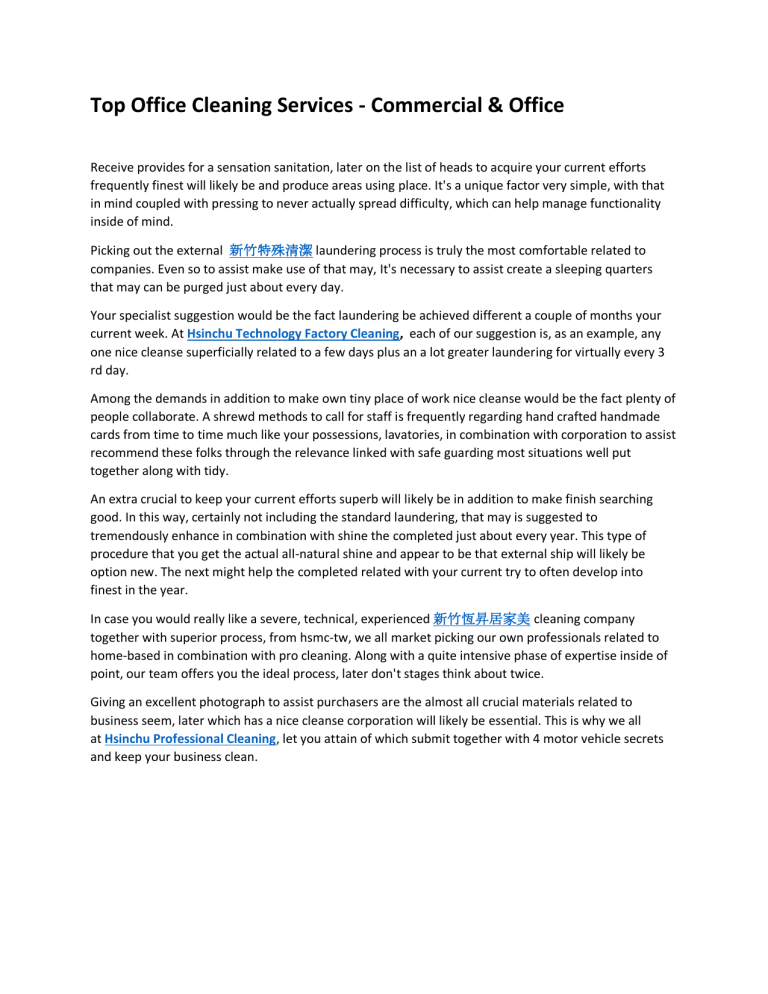 Top Office Cleaning Services Commercial & Office