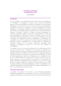 Introduction a geomatique Complement de