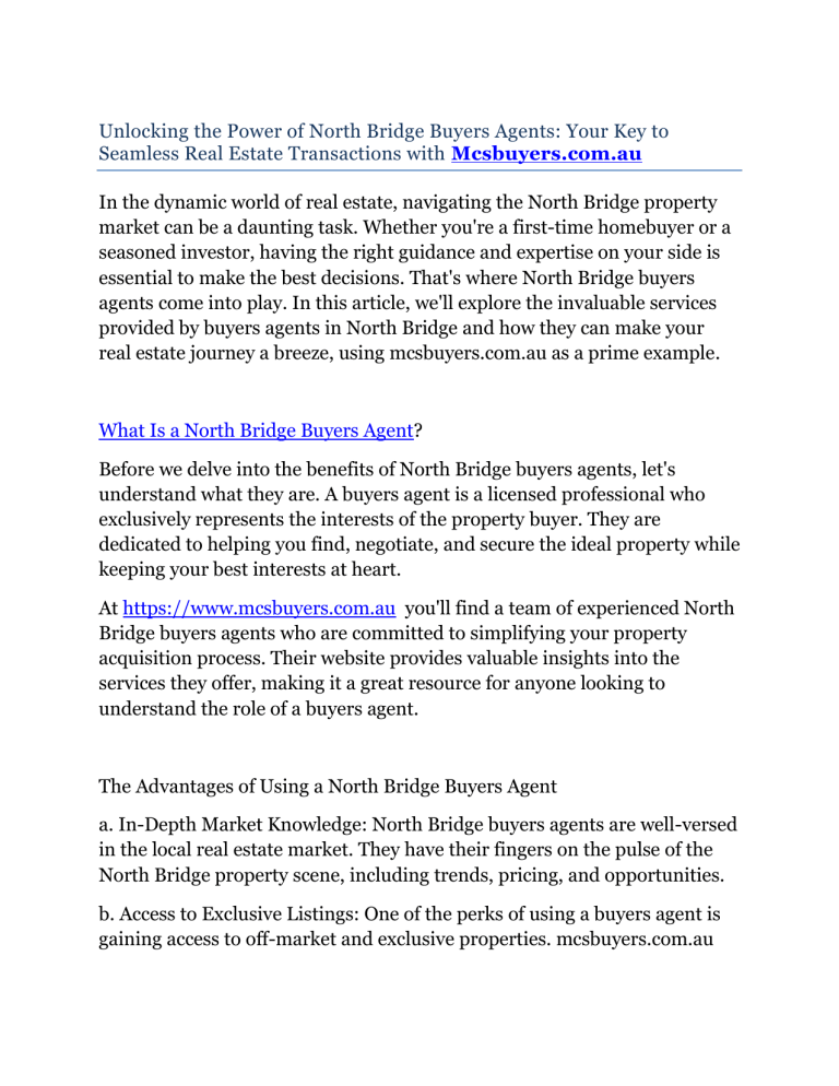 Real Estate agent Upper North Shore