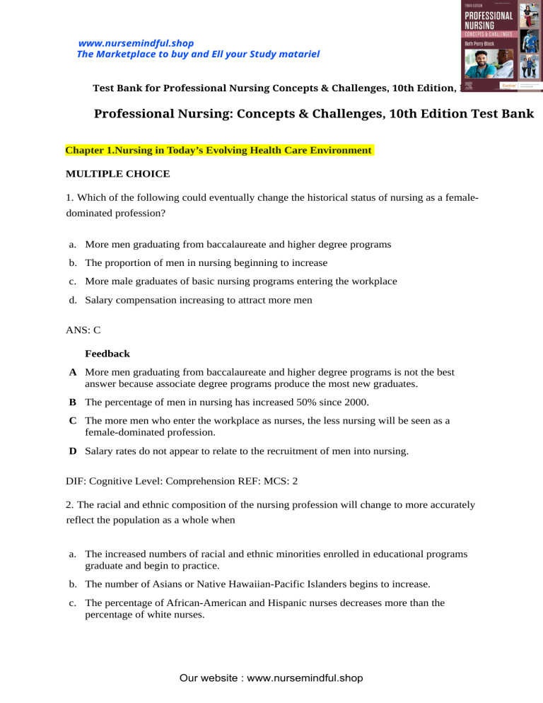 Professional Nursing Concepts & Challenges, 10th Edition By Beth Black