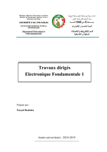 Travaux Dirigés: Électronique Fondamentale 1
