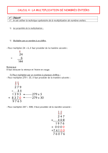 Calcul 4 - Leçon Multiplication