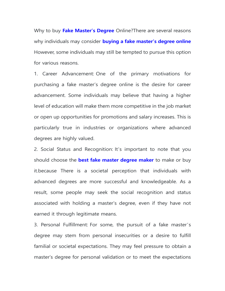 Do you consider buying masters degree