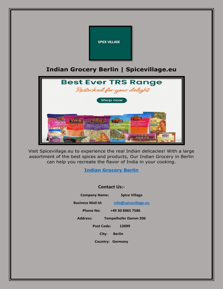 Indian Grocery Berlin ss