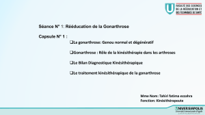 la rééducation kinésithérapique de la gonarthrose