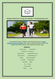 Weight Reduction Camp For Adults