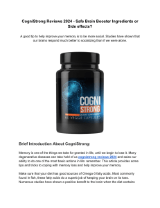 CogniStrong Reviews 2024 - Safe Brain Booster Ingredients or Side effects 