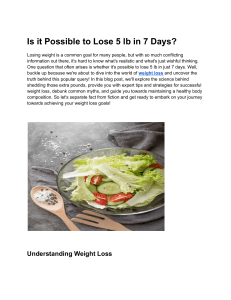 Is it Possible to Lose 5 lb in 7 Days