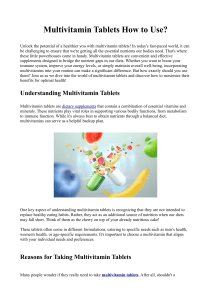 Multivitamin Tablets How to Use?