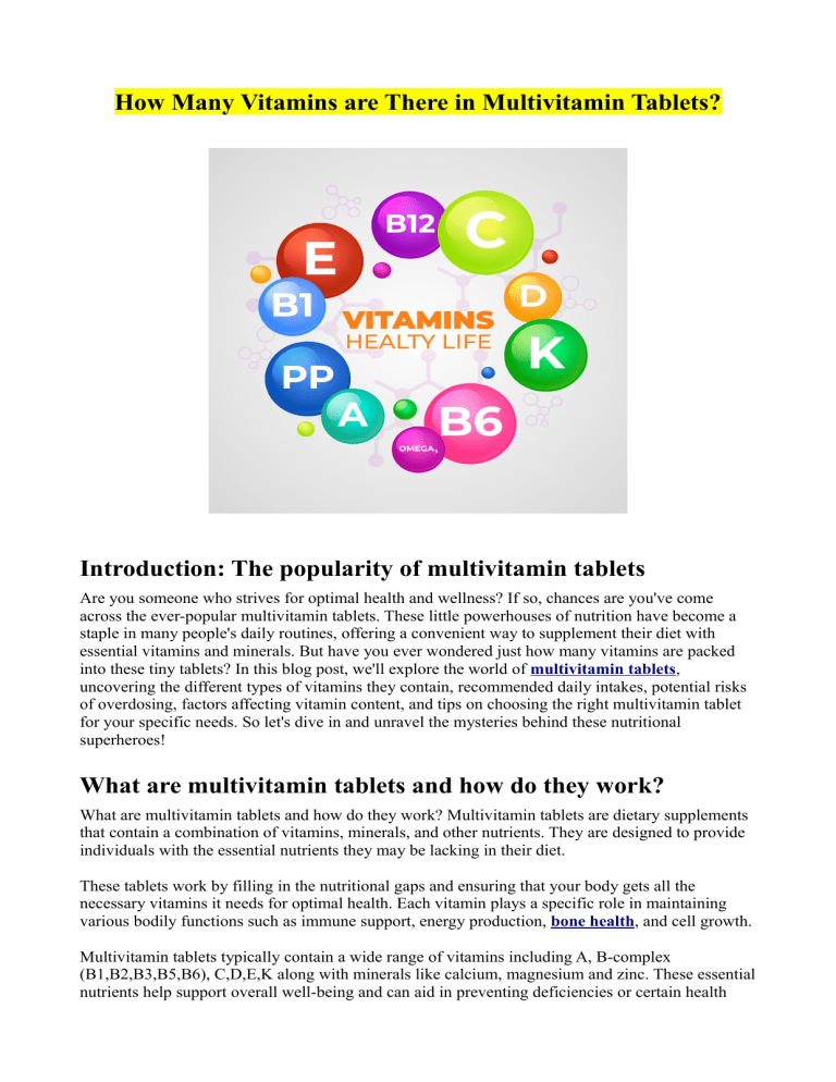 How Many Vitamins are There in Multivitamin Tablets?