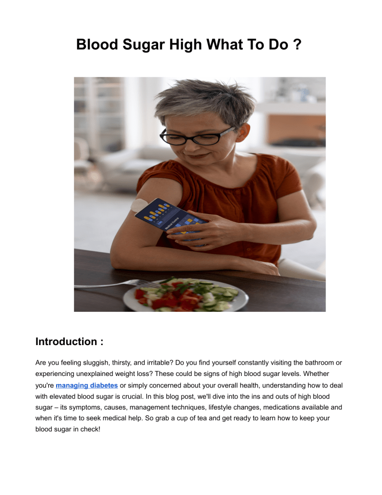 Blood Sugar High What To Do