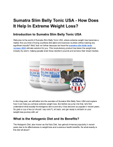 Sumatra Slim Belly Tonic USA - How Does It Help In Extreme Weight Loss