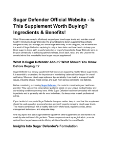 Sugar Defender Official Website - Is This Supplement Worth Buying? Ingredients & Benefits!