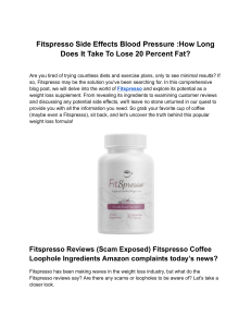 Fitspresso Side Effects Blood Pressure - How Long Does It Take To Lose 20 Percent Fat?