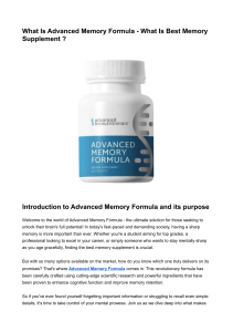 Advanced Memory Formula Benifits