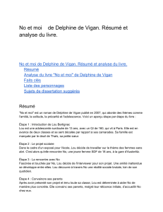 [Télécharger PDF] No et moi de Delphine de Vigan. Résumé et analyse du livre 