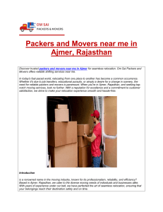 Packers and Movers Near Me in Ajmer, Rajasthan, India
