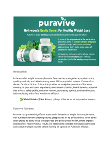 Puravive  A Comprehensive Guide to Reviews, Pros and Cons, Ingredients, and More