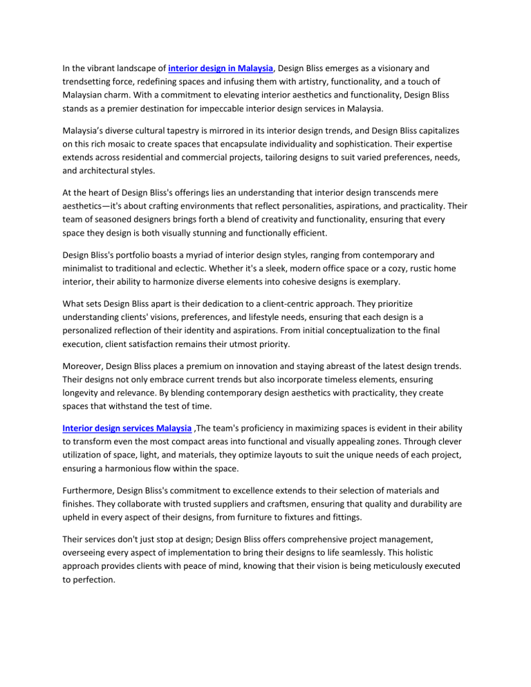 Interior design services malaysia