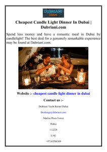 Cheapest Candle Light Dinner In Dubai  Dubriani.com