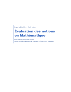 Évaluation notions Maths 5e primaire