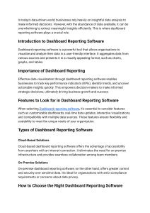 Dashboard Reporting Software - Enhancing Data Visualization and Analysis!