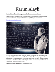 Exceptional communication with Karim Alayli