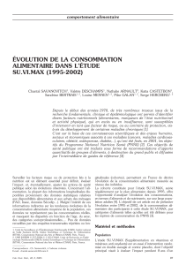 Evolution de la consommation alimentaire dans l'étude Suvimax, 1995 - 2002