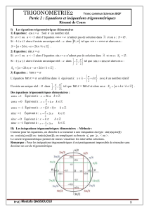 Trigonométrie 2 TCS Résumé