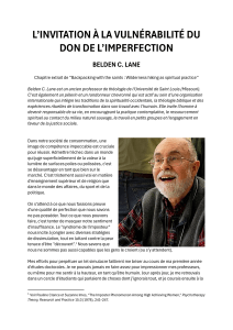 L'INVITATION À LA VULNÉRABILITÉ DU DON DE L'IMPERFECTION - BELDEN C. LANE