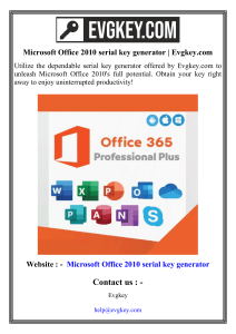 Microsoft Office 2010 serial key generator  Evgkey.com
