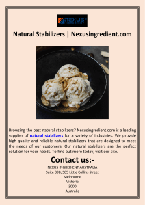 Natural Stabilizers  Nexusingredient.com