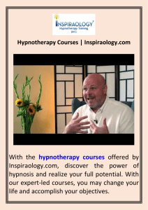 Hypnotherapy Courses  Inspiraology.com