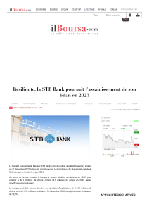 Résiliente, la STB Bank poursuit l'assainissement de son bilan en 2023