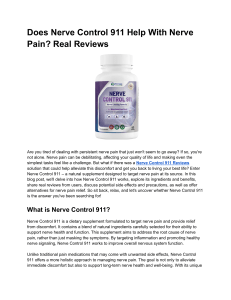 Does Nerve Control 911 Help With Nerve Pain Real Reviews