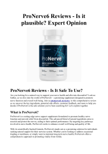 ProNerve6 Reviews Is it plausible Expert Opinion