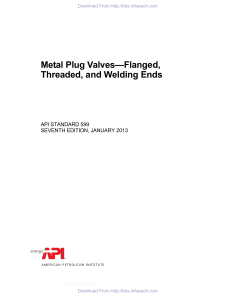 API Std 599-2013 Metal Plug Valves—Flanged, Threaded, and Welding Ends