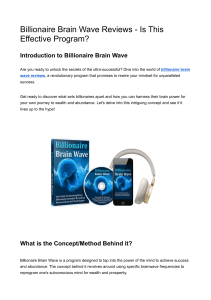 Billionaire Brain Wave Reviews - Is This Effective Program