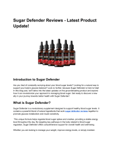 Sugar Defender Reviews - Latest Product Update!