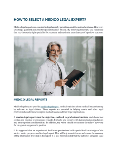 HOW TO SELECT A MEDICO LEGAL EXPERT