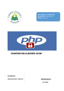UN RAPPORT SUR LA SECURITE  EN PHP DE MOUHAMAD NDIAYE