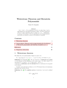 Weierstrass theorem and Bernstein Polynomials
