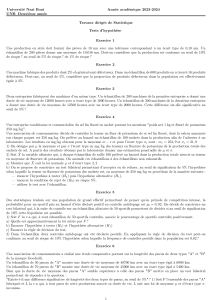 TD de Statistique II Test d'Hypothèse