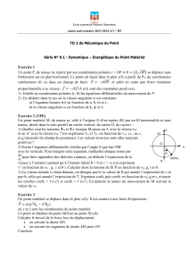 TD Mécanique du Point : Dynamique et Énergétique - L1