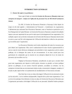 la Gestion des Ressources Humaines dans une  entreprise de transport: Analyse de l’efficacité du personnel (Cas de MULYKAP terminal de  Likasi). 