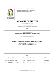 Etude et realisation d un systeme d irri