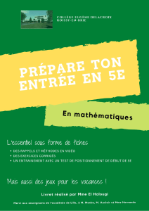 Cahier de vacances vers la 5e maths