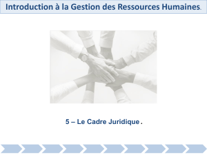 5- Introduction à la GRH - Le cadre Juridique