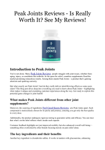 Peak Joints Reviews  Is Really Worth It See My Reviews