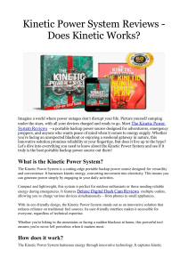 Kinetic Power System Reviews  Does Kinetic Works